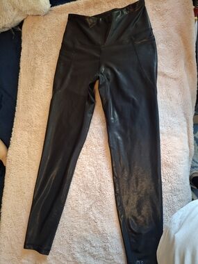 Shiny Black Faux Leather Leggings